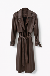 Prehodni Trench Coat Imitacija Usnja