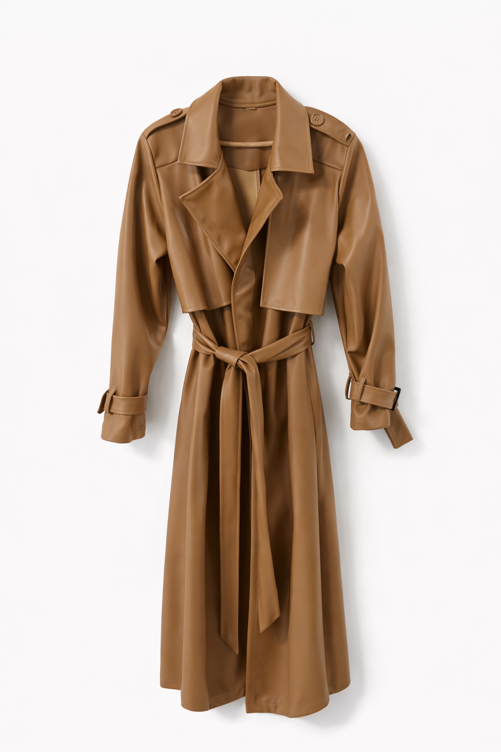 Prehodni Trench Coat Imitacija Usnja