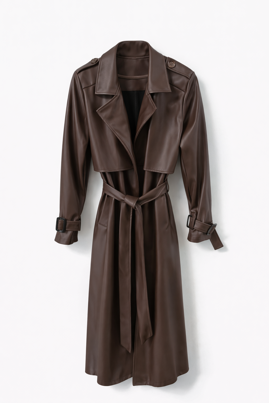 Prehodni Trench Coat Imitacija Usnja