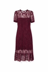 Romantična bordo čipkasta obleka