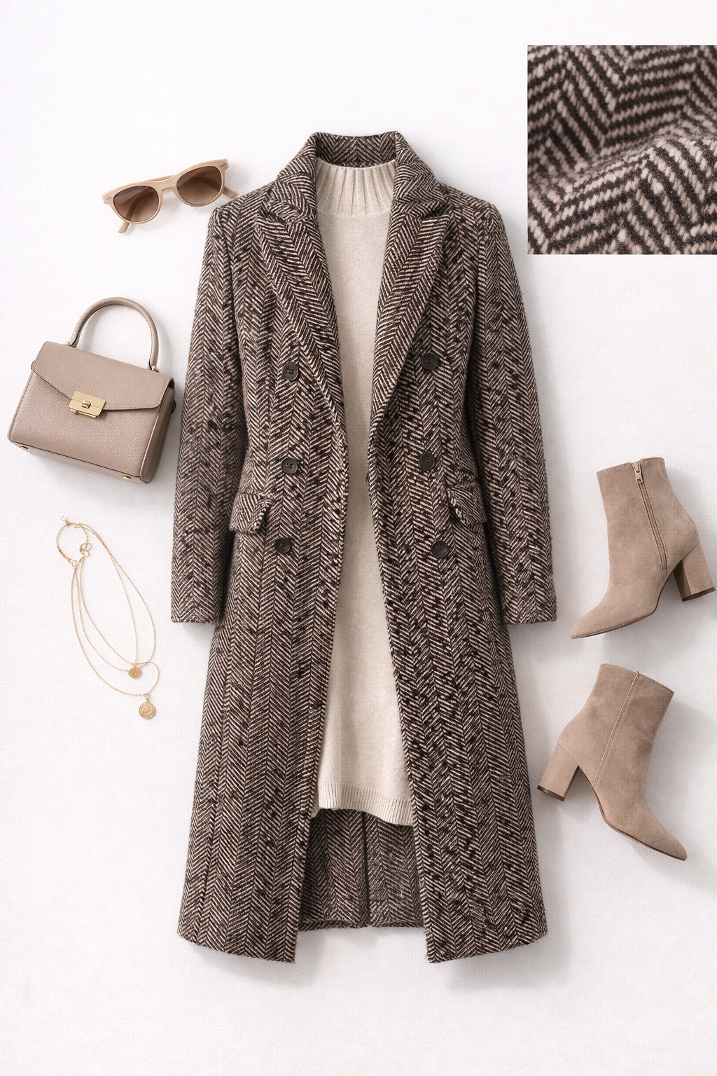 Eleganten plašč s tvid vzorcem