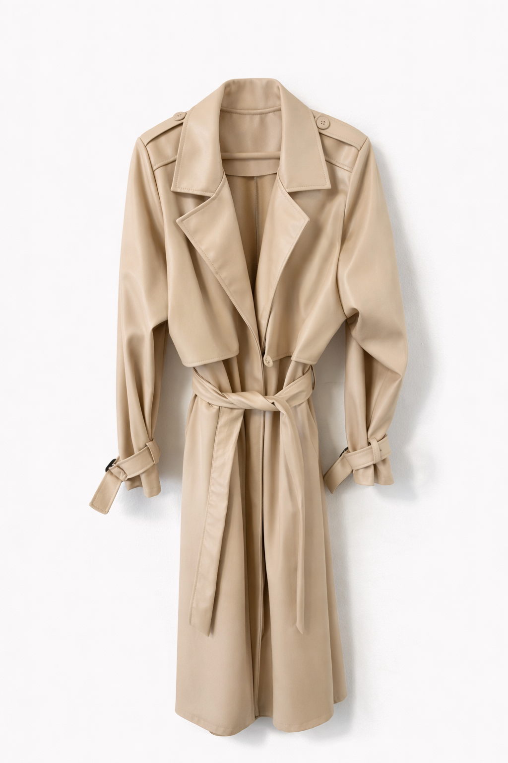 Prehodni Trench Coat Imitacija Usnja