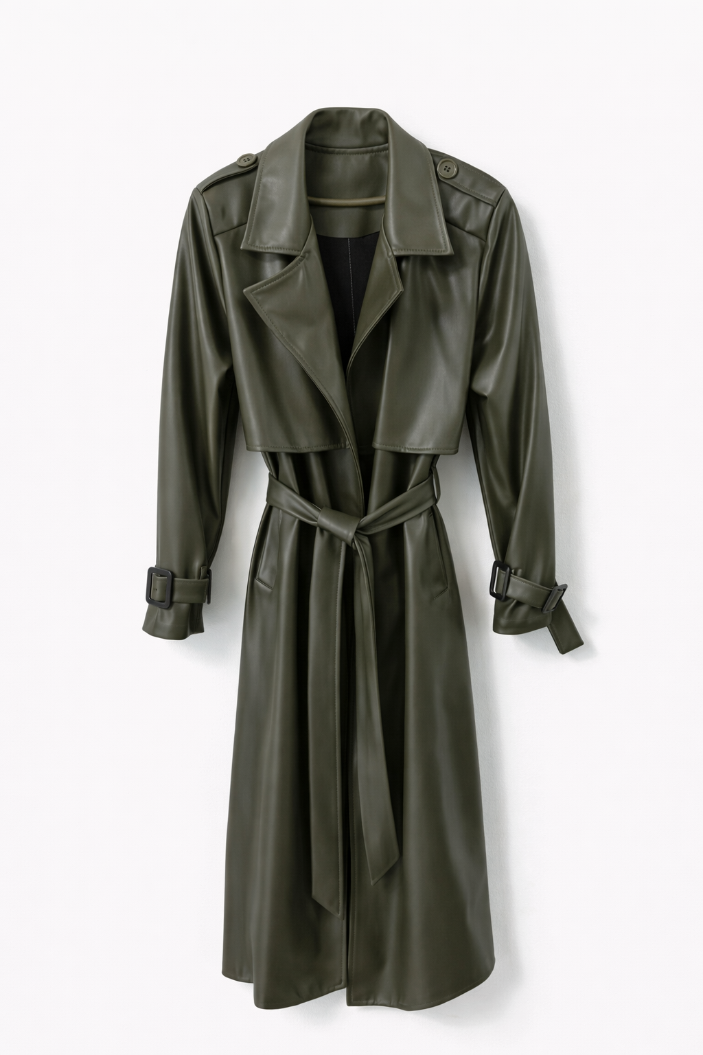 Prehodni Trench Coat Imitacija Usnja